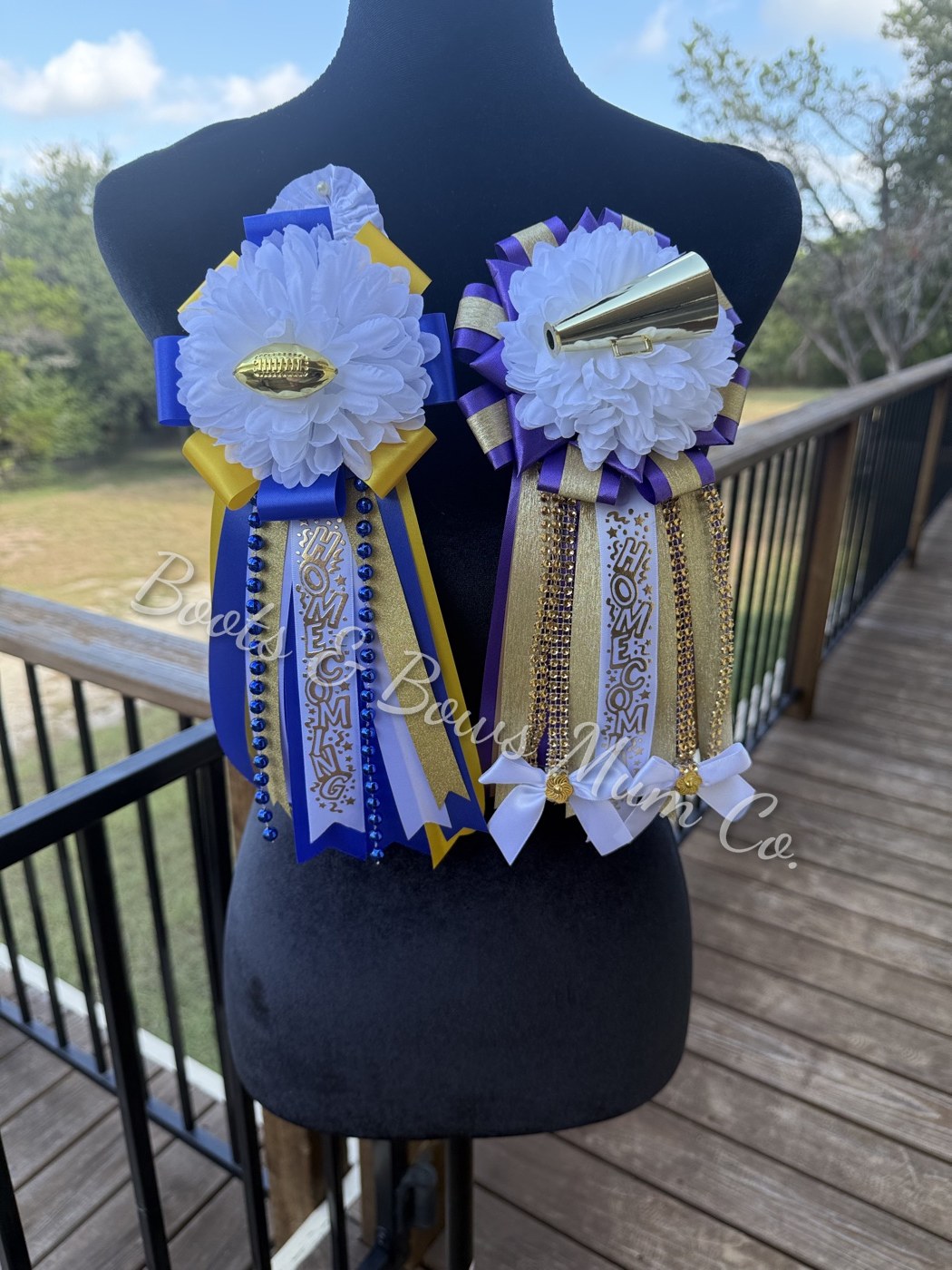 Team set: a coordinating mum and garter on a display form